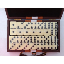 Double Six Domino con caja de cuero Double Six Dominos con caja de piel Double nine available